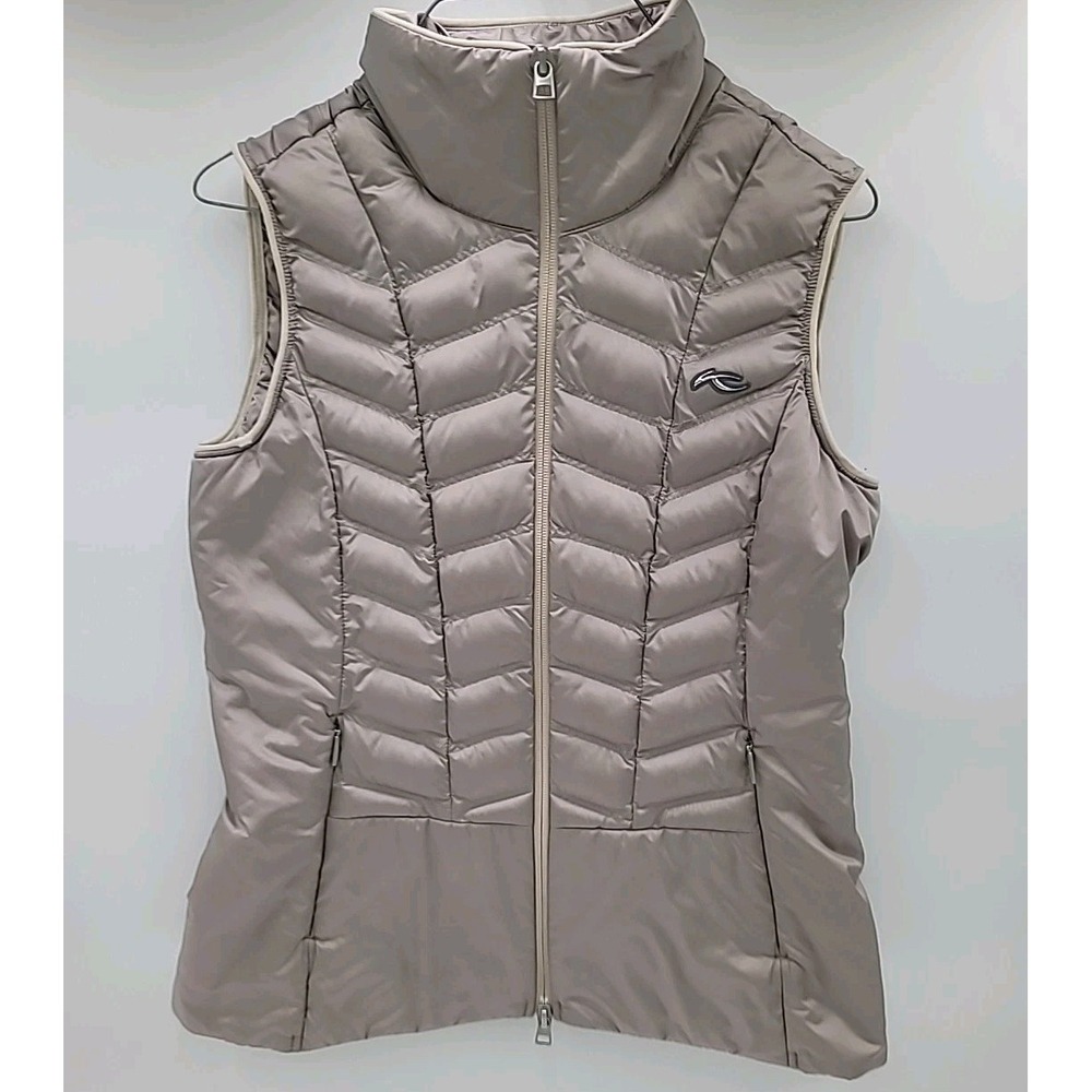 KJUS Puffer Vest Womens Full Zip Small Tan Beige Outdoor Ski Vest